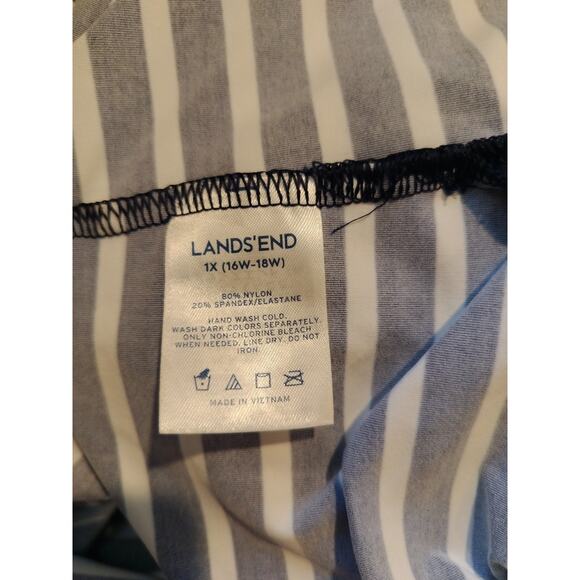 Land's End Swim Cover Up Dress Navy Stripe Stretch Swim Beach - Picture 8 of 8